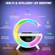 thumbnail image 5 of Lámpara de carga inalámbrica LED 4 en 1 con reloj despertador con altavoz Bluetooth - Lámpara de ambiente con altavoz inalámbrico iluminado en forma de G, lámpara de mesa LED inteligente, luz nocturna, 5 of 7