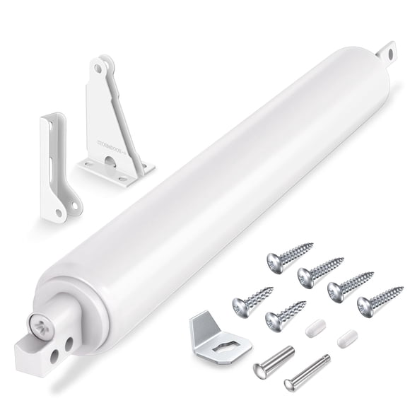 Cierrapuertas neumático ajustable EVOULTES para puerta contra tormentas, blanco