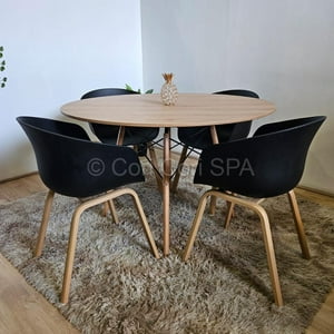 Cori Cori - Comedor Mesa Wood Melamina 100Cms + 4 Sillas Cup Negro