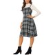 thumbnail image 4 of INSPIRE CHIC Vestido de Tirantes para Mujer Retro Cuadros Cuello Cuadrado Línea A Midi Vestido General L Negro, 4 of 6