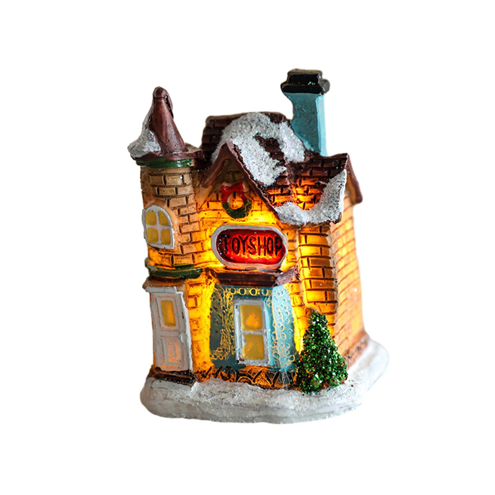 Bothyi - Navidad Nieve Iluminar Casa Resina Miniatura Iluminada Para Oficina Escritorio Estilo A