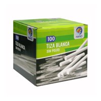 Caja Tiza Blanca 100 Unidades, Sin Polvo. Hand