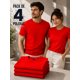thumbnail image 3 of Pack 4 Poleras Basicas Cuello Redondo 100% Algodon 200g Rojo M Lisa, 3 of 3
