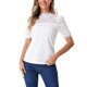 thumbnail image 1 of INSPIRE CHIC Top de Encaje Floral para Mujer Cuello Simulado Manga Corta Abullonada Blusa Elegante de Encaje M Blanco, 1 of 6