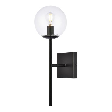 Aplique De Pared Living District Neri Negro Transparente 110V