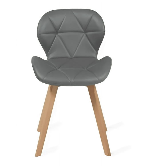 Silla de comedor acolchada Mariposa gris con patas fijas de madera
