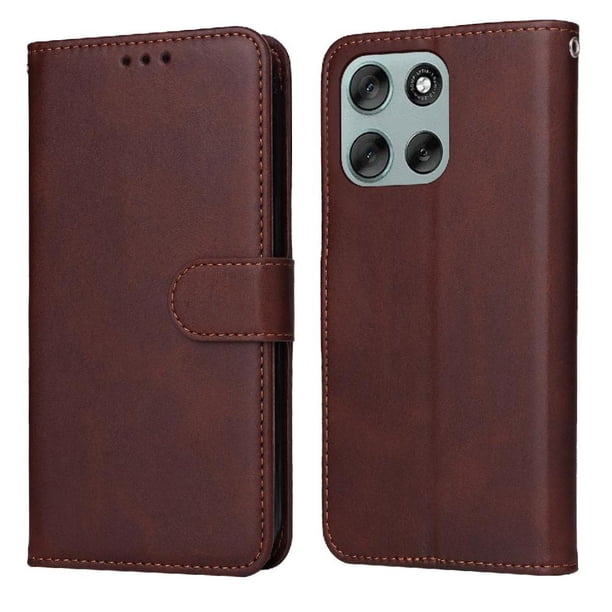 Funda Billetera para Motorola Moto G56 con Porta Tarjetas y Soporte Ajustable Marrón