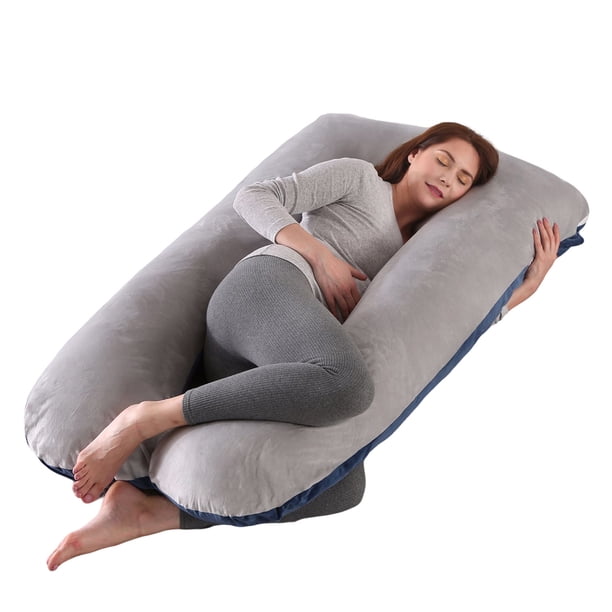 Almohada para embarazadas, almohada en forma de U desmontable y lavable, cojín grande, almohada de cintura
