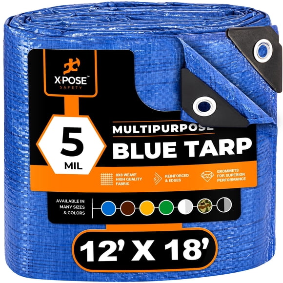 Lona de polietileno Xpose Safety Better, azul, 3,7 m x 5,5 m, resistente al agua