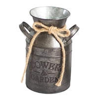 Magideal - Florero De Lata De Leche Vintage, Cubo De Flores, Soporte De Flores Elegante Y Rústico De Metal Galvanizado Para La Decoración De La Oficina Del Patio