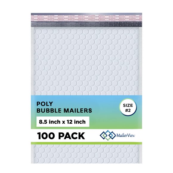Sobres acolchados MAILERVIEW 21 × 30 cm, paquete de 100, blanco ártico