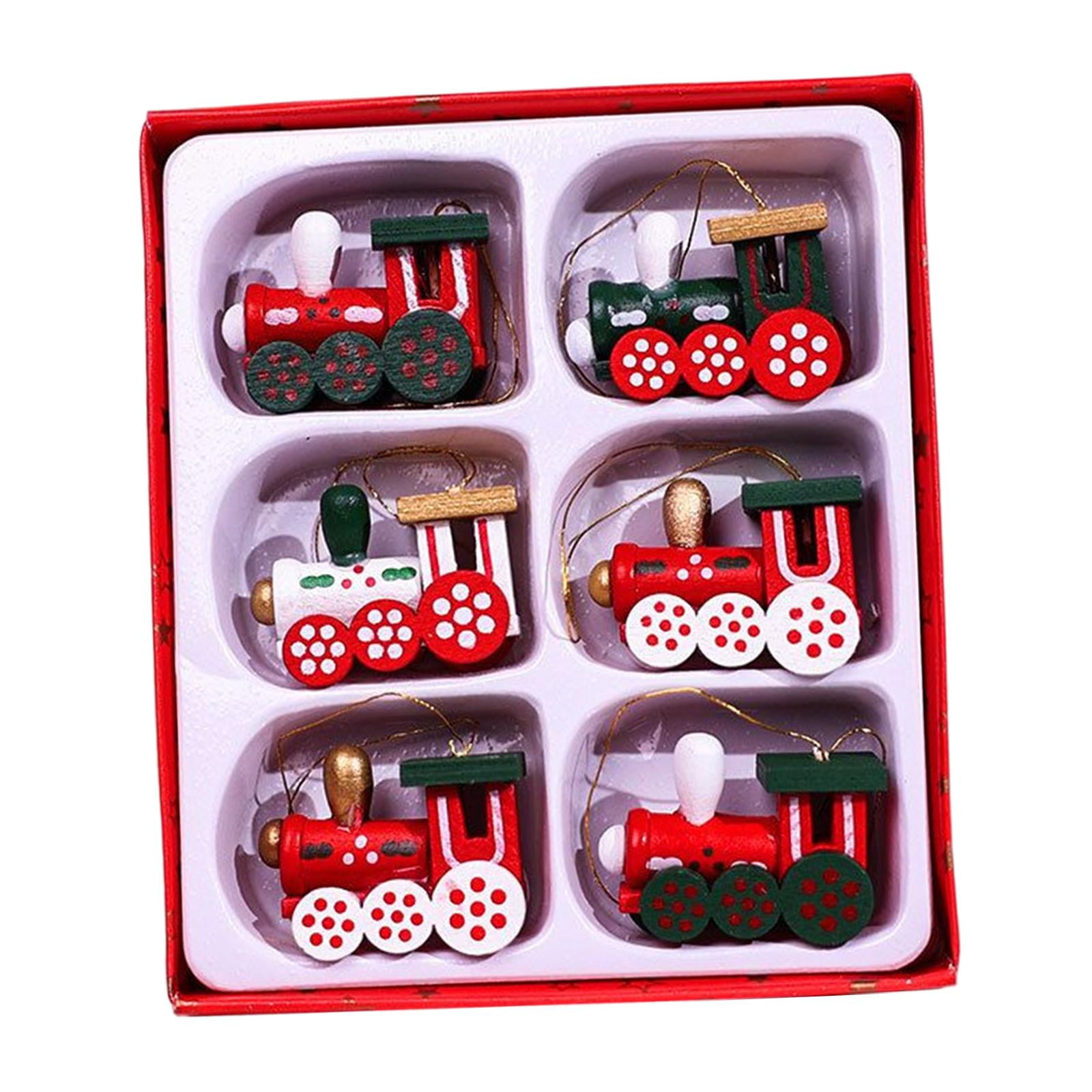 Bothyi - 6x Navidad Tren Juguetes Colgante Colgante Madera Para Navidad Puerta Decoraciones