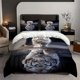 thumbnail image 1 of Tabby White Cat Themed Bedding Set Duvet Cover and Pillowcase Set, 1 of 5