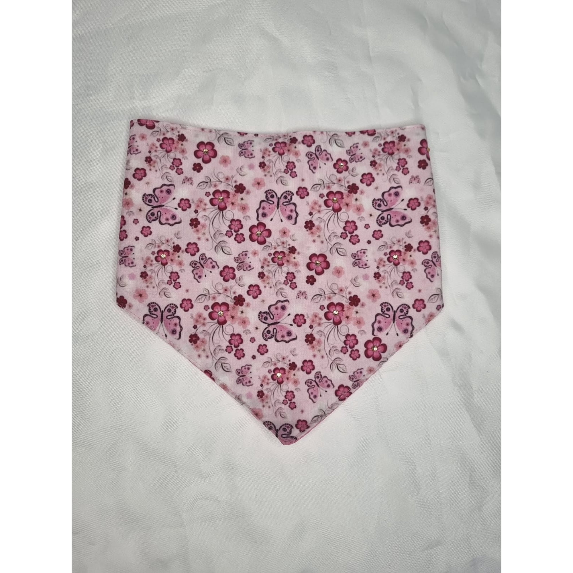 Bandana mascota mariposas y flores talla XS