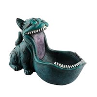 Magideal - Cuenco Decorativo Con Forma De Gato, Escultura De Boca Grande, Bandeja Para Joyas, Estatua De Gato, Plato Para Dulces, Cuenco Para Cumpleaños, Escrito Gato Azul