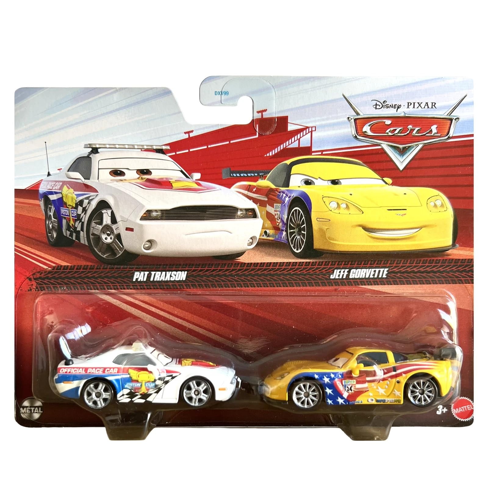 Cars Disney Jeff Gorvette y Pace Car Set de 2 autos metálicos a