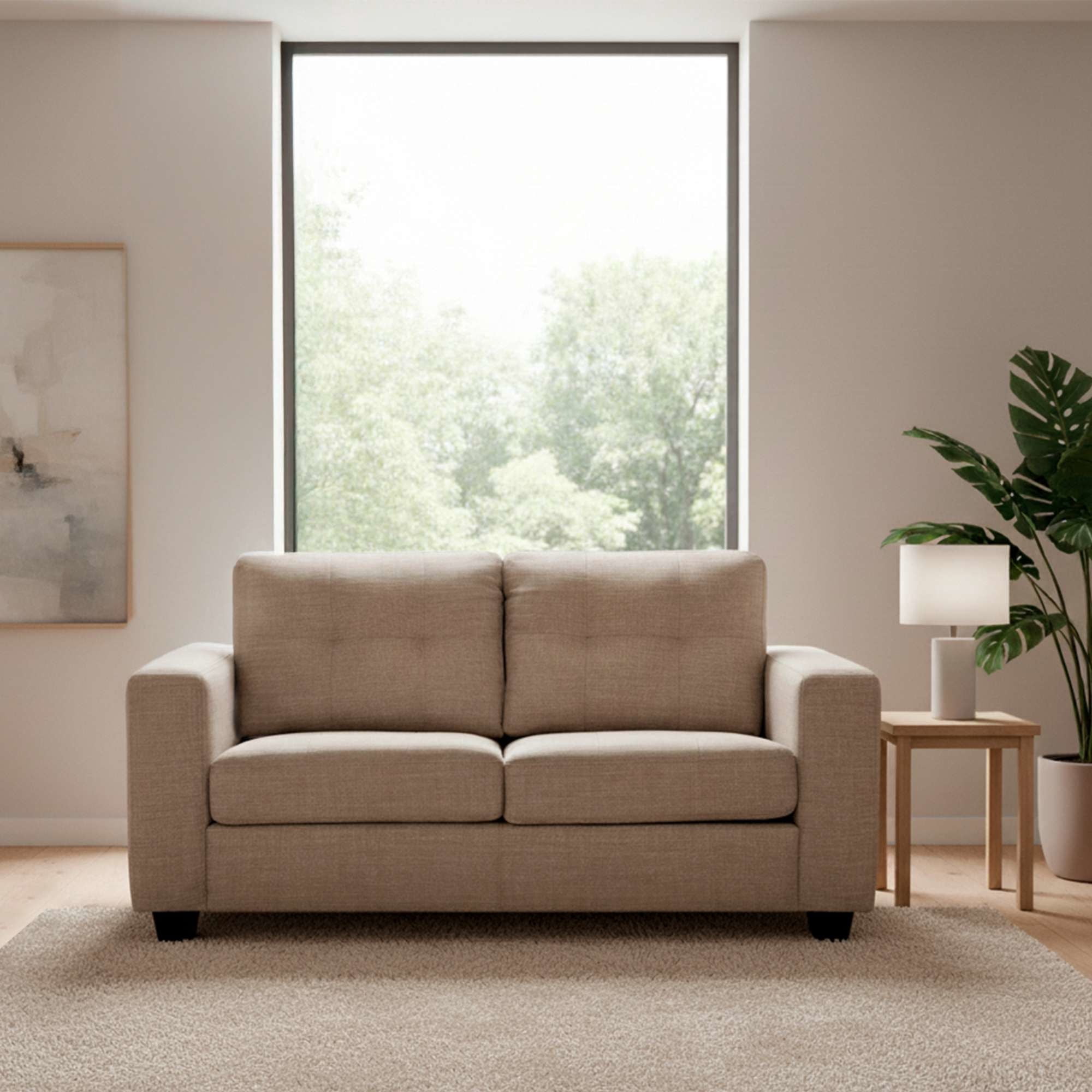 Sofá Mira 2 Cuerpos Tela Beige 158x87x83Cm