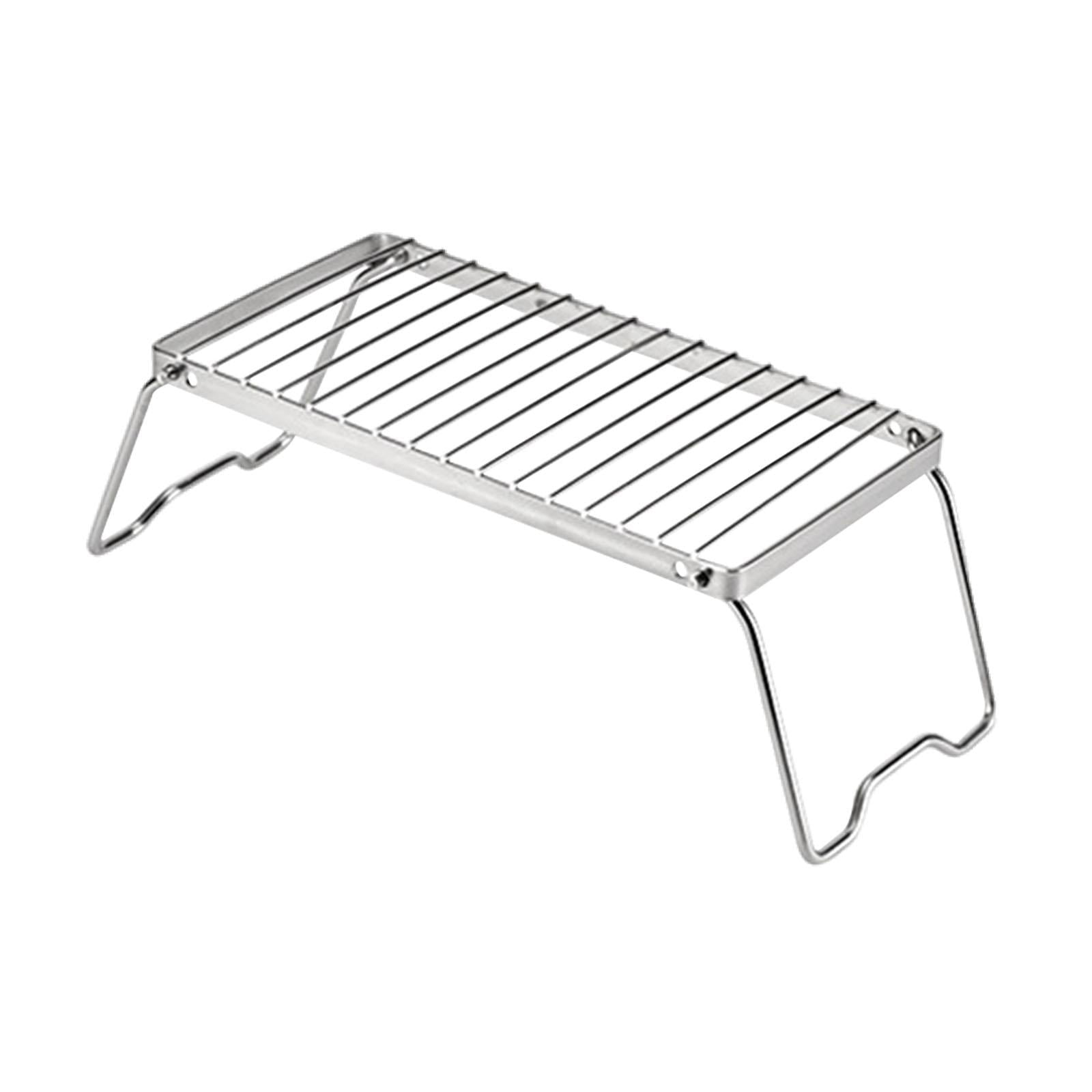 Magideal - Estante Plegable Para Estufa, Soporte Multifunción Para Olla Exterior, Rejillas De Parrilla De Acero Inoxidable A Prueba De Óxido Para Mochilero, Olla Tipo C Medio