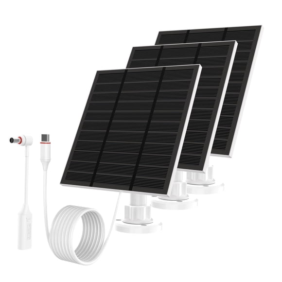 Panel solar LMDTYN 5W USB‑C, cable de 2 m, blanco, paquete de 3