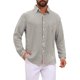 thumbnail image 1 of INSPIRE CHIC Camisa de Hombre Casual de Manga Larga de Seersucker a Rayas con Bolsillo en el Pecho XL Negro Gris, 1 of 5
