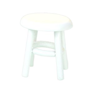 Magideal - Juego De Muebles De Taburete En Miniatura De Madera Asiento De Taburete Redondo Hecho A Mano Para Casa De Muñecas 1/12 Juguetes De Cocina Ornamento , Blanco