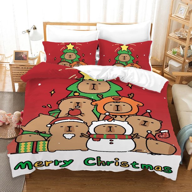 x387 Bed SheetsCapybara Cover Comforter Bedding Sets Bedding Set Duvet Cover Comforter Sets Quilt Pillowcase Quilt Cover Set 3-Piece Bedding Set (1 Duvet Cover + 2 Pillow Shams) nj387
