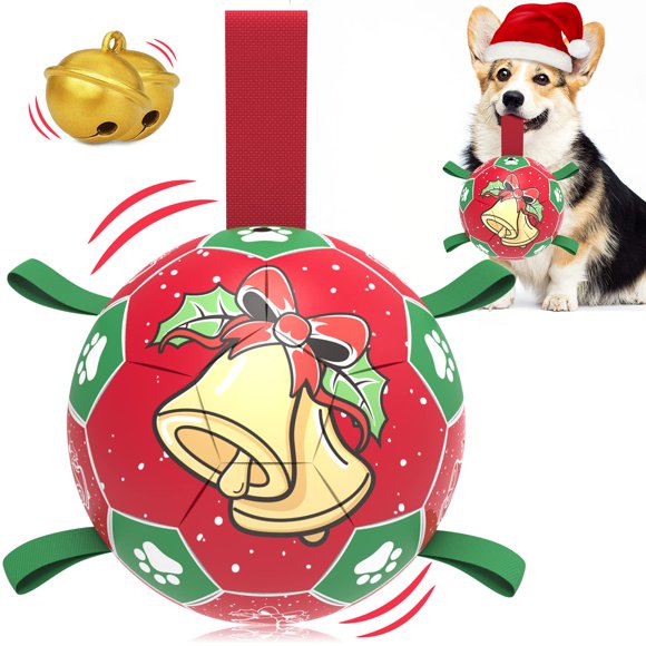 Pelota de Navidad QDAN 20 cm con Silbido y Correas – Regalo Navideño para Perro