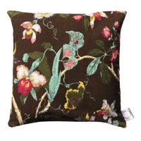 Elizabeth Peper - Funda Cojin Decorativo Diseño Café Oscuro Con Aves Turquesa 45X45