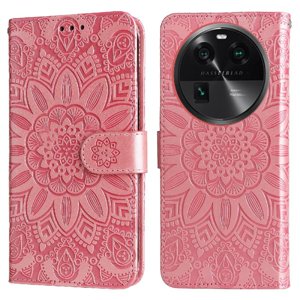 Funda Tipo Cartera Foxdock Para Oppo Find X6 , Diseño Girasol En Relieve, Cuero Pu, Cierre Magnético, Soporte Y Tarjetero