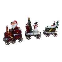 Bothyi - Escultura Navideña De Mesa De Oficina, Estatuas De Tren Navideño De Papá Noel, 3 Uds.