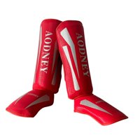 Magideal - Espinilleras Para Kickboxing Protección Para Espinillas Equipo De Protección Equipo De Entrenamiento Almohadillas De Protección Para El Empeine De Las M Rojo