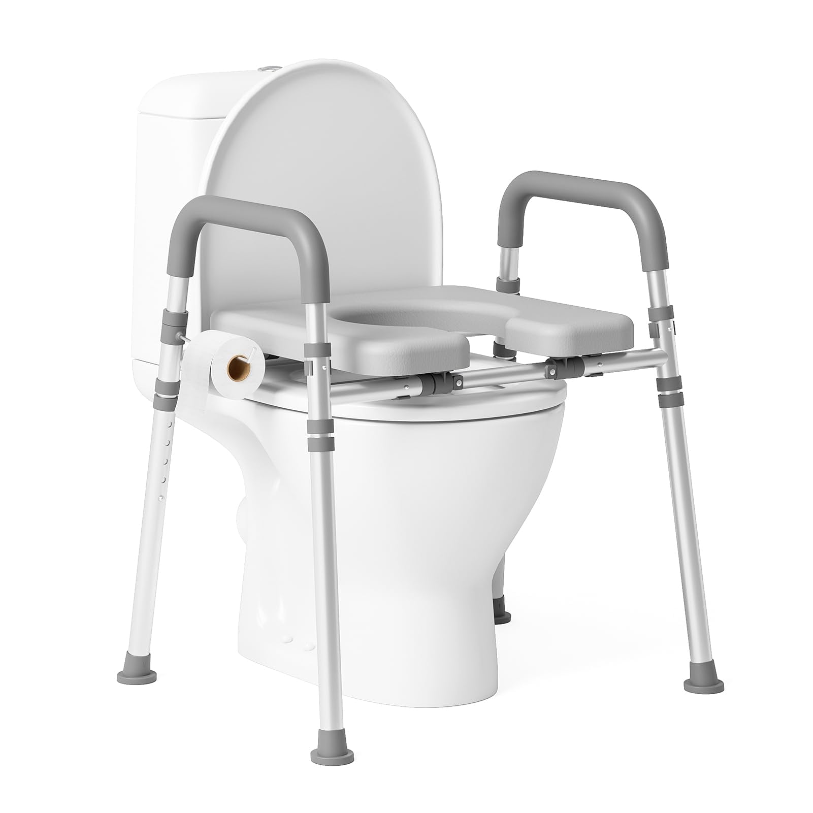 Elevadores Para Asiento De Inodoro Loyoda, Levantados, 400 Kg, Con Asas Acolchadas, Color Gris