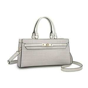 Bolso Satchel Mkf Collection - Colby, Elegante, De Cuero Vegano, Con Asa Superior Y Correa Desmontable, Espacioso Y Elegante Para Mujeres - Blanco