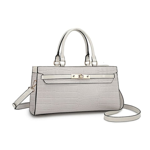 Bolso Satchel Mkf Collection - Colby, Elegante, De Cuero Vegano, Con Asa Superior Y Correa Desmontable, Espacioso Y Elegante Para Mujeres - Blanco