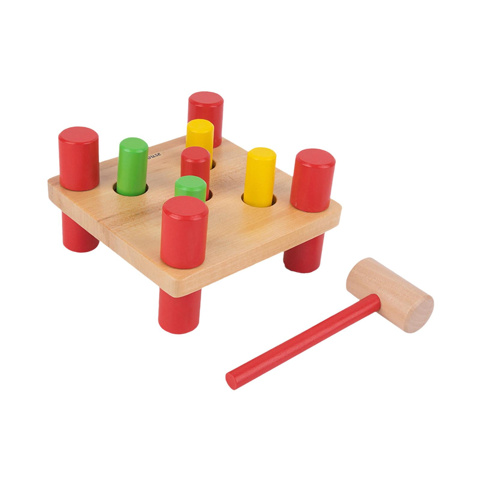 Magideal - Martillo De Madera De Juguete Para Niños, Libra De Juguete De Madera Con Mazo, Juego De Golpes De Madera, Pila De Juguete De Madera Para Niños, Bebés,