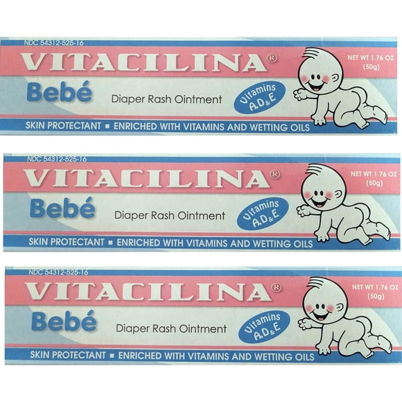 Pomada para la dermatitis del pañal Vitacilina Bebé 50 g, paquete de 3