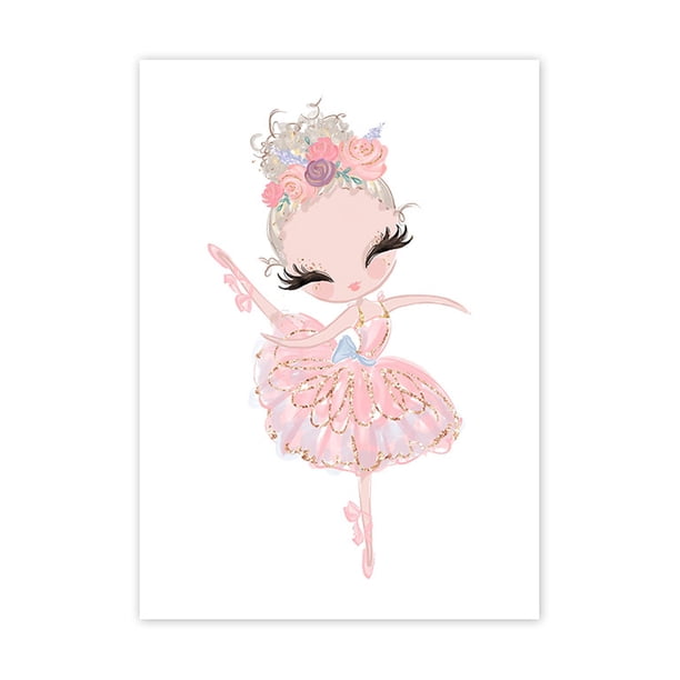 Póster nórdico de princesa de ballet para guardería, unicornio, arte de pared, pintura en lienzo, cisne, imágenes de pared para habitación infantil.
