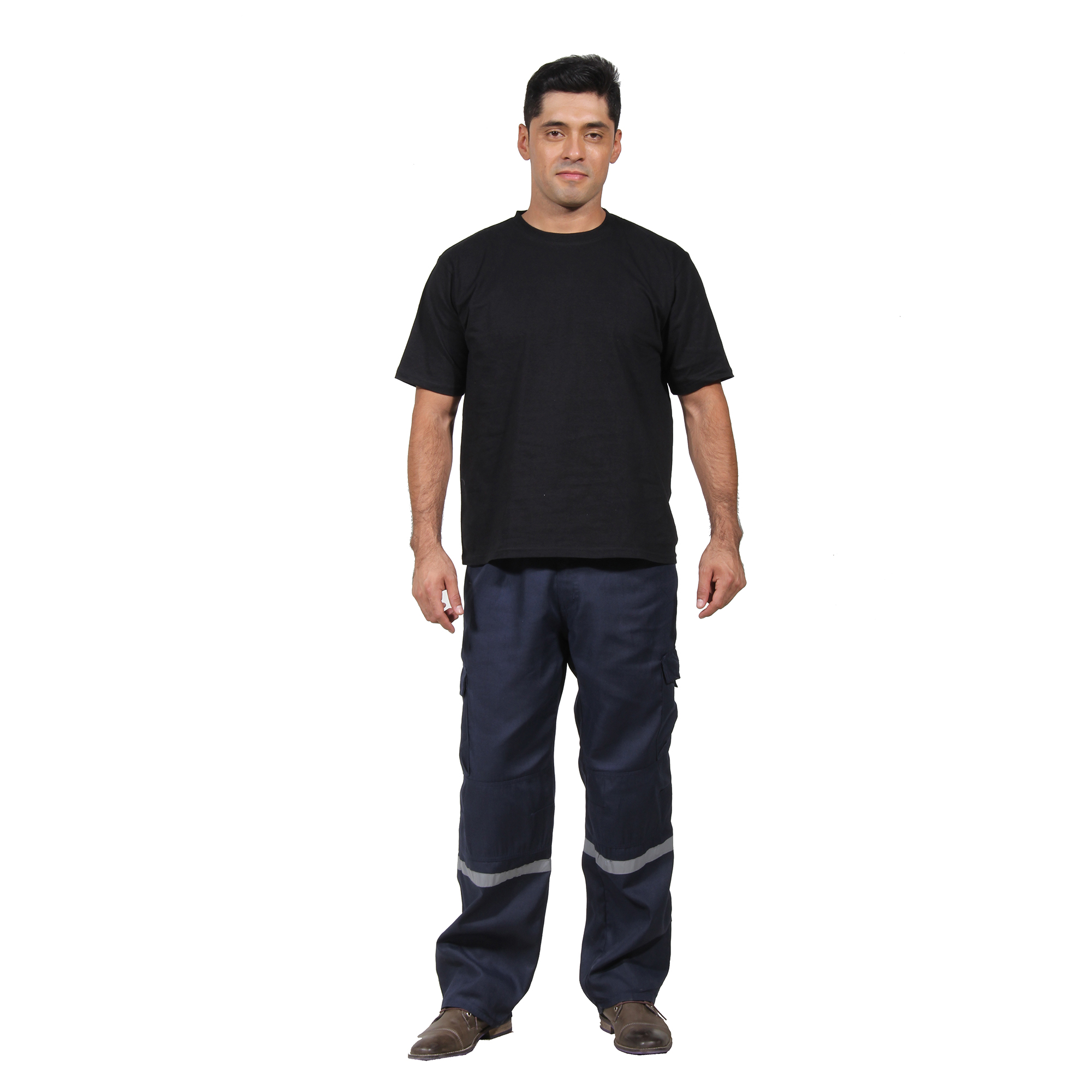90 Grados - Pantalón Poplin Unisex Trabajo Cargo Azul Marino Con Reflectante Talla S