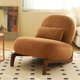 thumbnail image 1 of Silla de acento linda con patas de madera maciza, silla de salón de cuero falso con cojín suave, 1 of 5