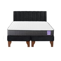 5° Sueño - Cama Europea Aura 2 Plazas + Respaldo Tubular Madera Negro