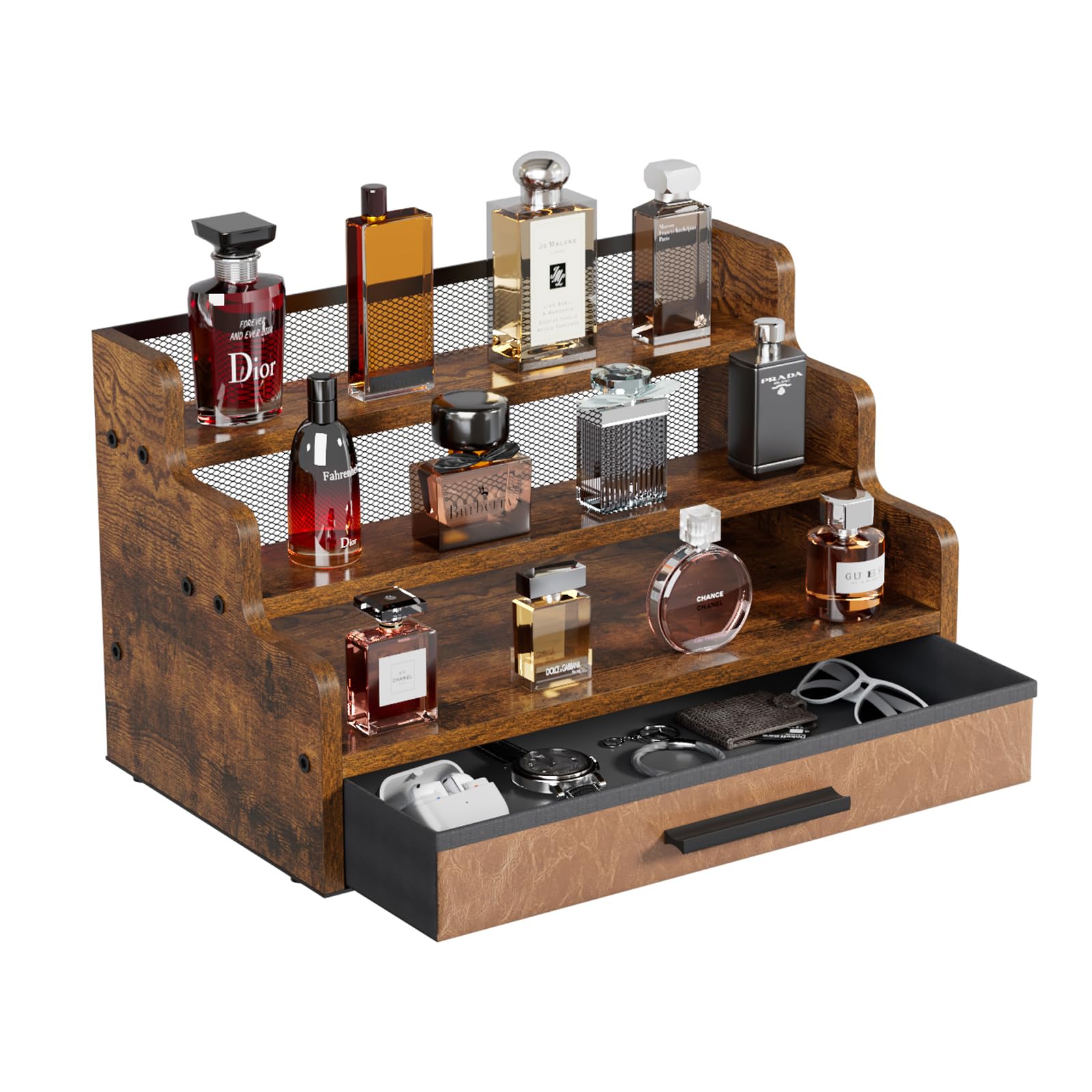 Organizador De Perfumes Yuzehuaza, Soporte Para Colonia De 3 Niveles Con Cajón