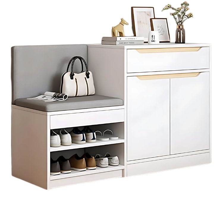 Pitaya - Zapatero Integrado Con Armario De 1 Cajón 110x30x75cm Blanco