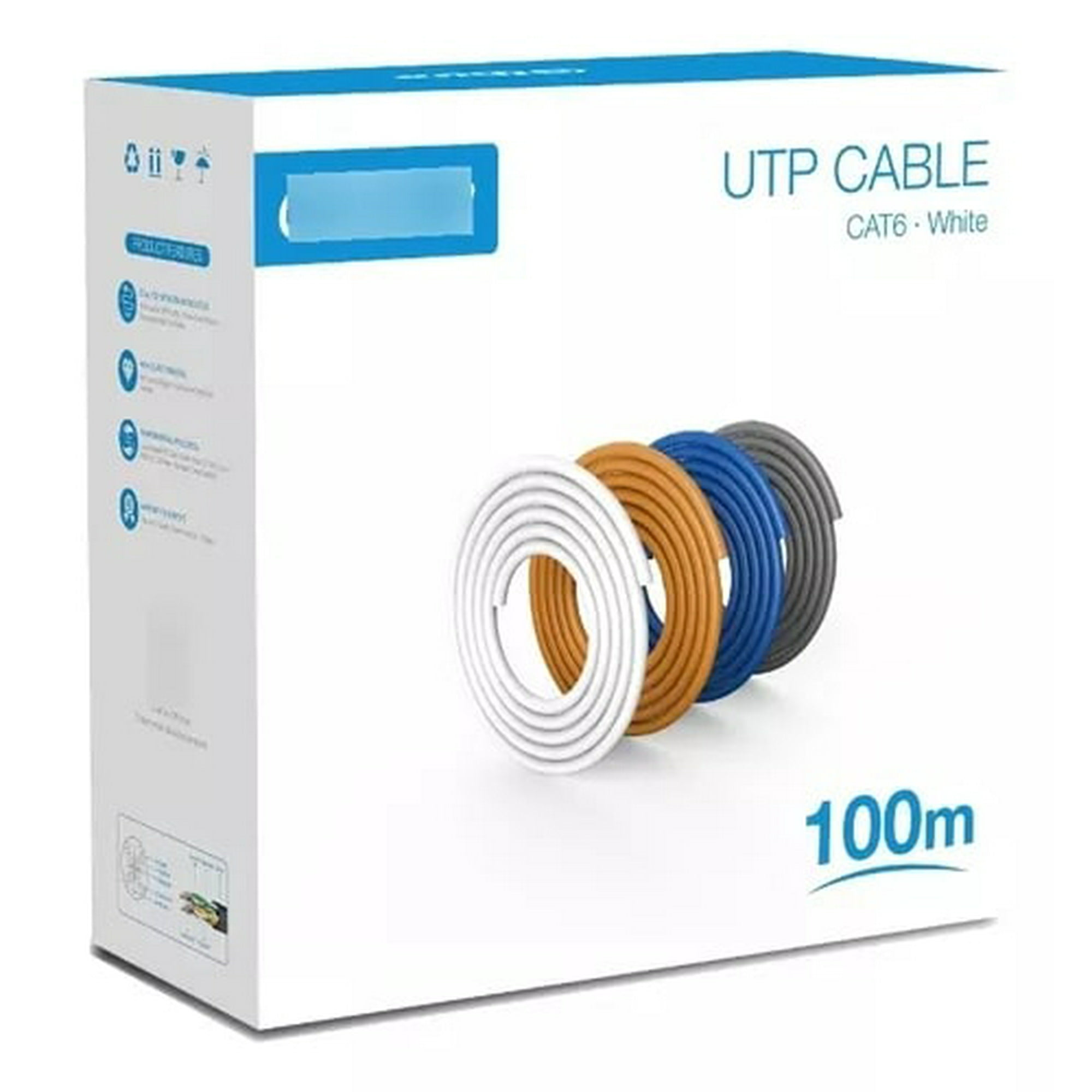 Dahua - Cable Utp Cat6 Rollo 100m Blanco Cobre