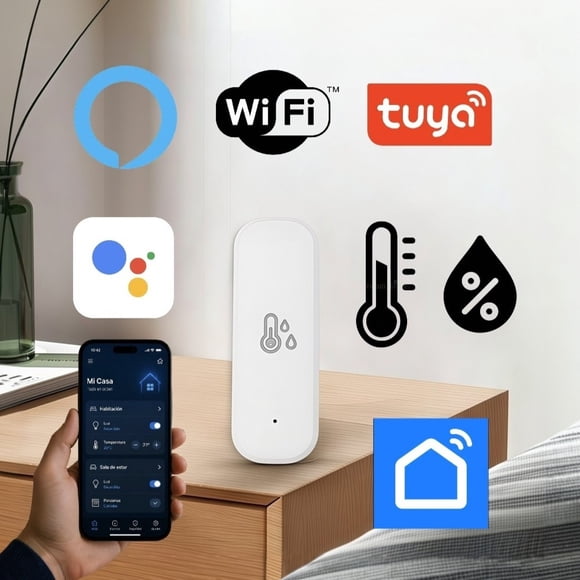 Sensor de Temperatura y Humedad WiFi. Google, SmartLife. No requiere hub. Sensor inteligente.