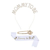 Magideal - Conjunto De Banda Para Futura Mamá, Diadema, Banda Y Broche, Cómodos Accesorios Para Fotos, Banda Duradera Para Futura Mamá, Decoración De Fiesta Para Baby Shower Oro Blanco