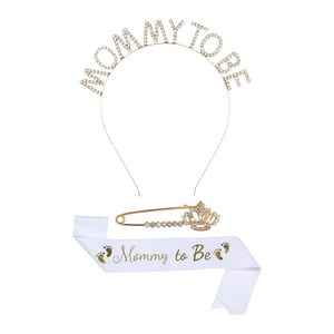 Magideal - Conjunto De Banda Para Futura Mamá, Diadema, Banda Y Broche, Cómodos Accesorios Para Fotos, Banda Duradera Para Futura Mamá, Decoración De Fiesta Para Baby Shower Oro Blanco