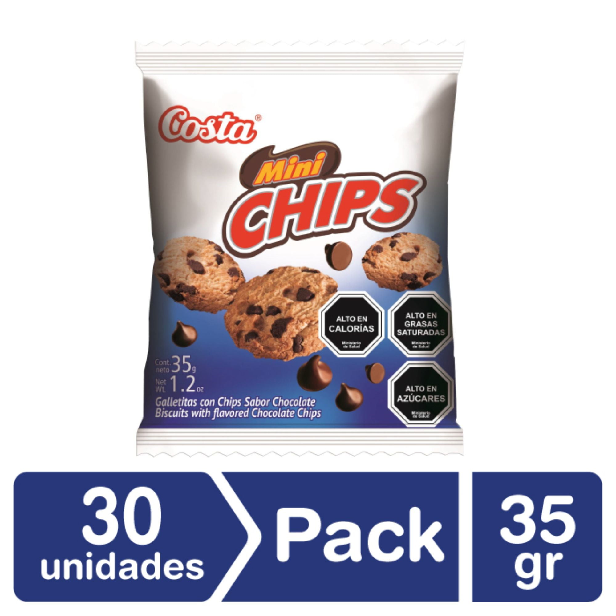 Galleta Snack Mini Choco Chips 35 gr x 30 uni | Lider