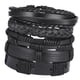thumbnail image 3 of Pulsera de cuero estilo retro pulsera brazalete ajustable 5pcs negro, 3 of 5