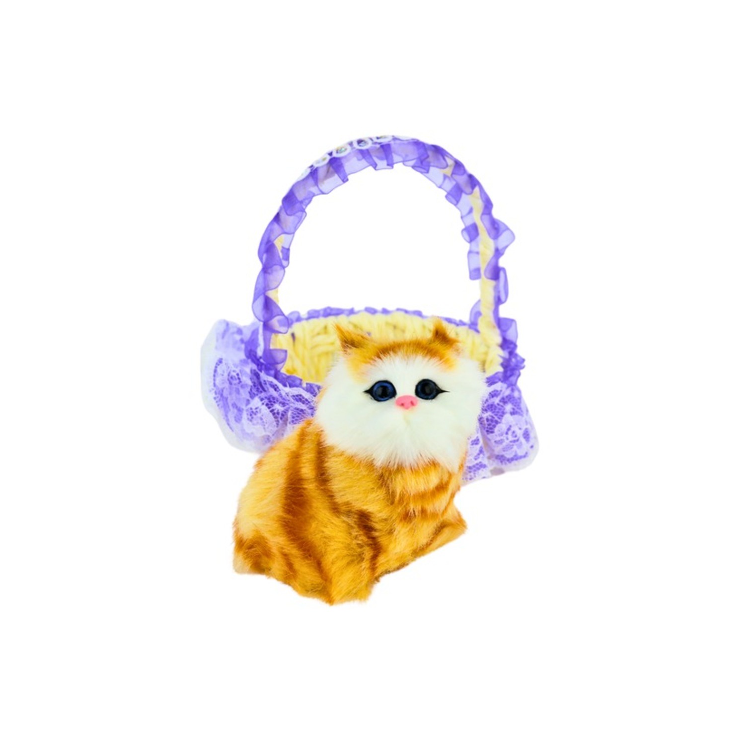 Soleio - Gato Maullador En Canasta Juguete Decorativo Morado
