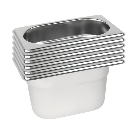 Depósito Gastronómico GN 1/9 x 100 mm Acero Inox. Pack 6 Un.